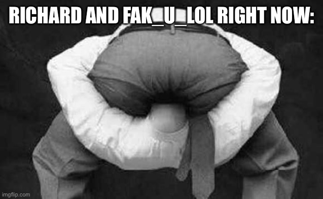 Head up ass  | RICHARD AND FAK_U_LOL RIGHT NOW: | image tagged in head up ass | made w/ Imgflip meme maker