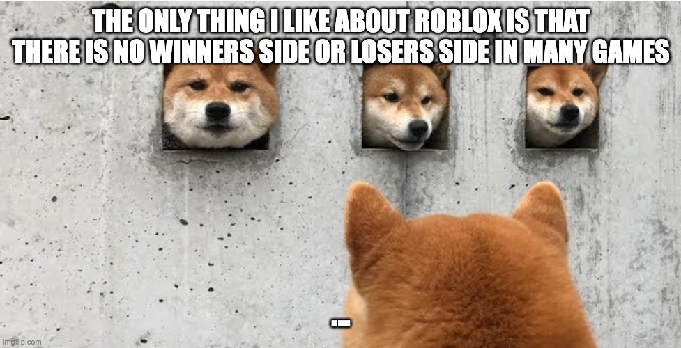 The doge council | THE ONLY THING I LIKE ABOUT ROBLOX IS THAT THERE IS NO WINNERS SIDE OR LOSERS SIDE IN MANY GAMES; ... | image tagged in the doge council | made w/ Imgflip meme maker