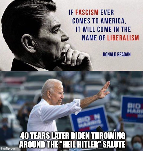 Democrats - The New Nazi Party | 40 YEARS LATER BIDEN THROWING AROUND THE "HEIL HITLER" SALUTE | made w/ Imgflip meme maker