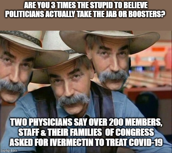 Big pharma vs Ivermectin | ARE YOU 3 TIMES THE STUPID TO BELIEVE POLITICIANS ACTUALLY TAKE THE JAB OR BOOSTERS? TWO PHYSICIANS SAY OVER 200 MEMBERS, STAFF & THEIR FAMILIES  OF CONGRESS ASKED FOR IVERMECTIN TO TREAT COVID-19 | image tagged in you're 3 kinds of stupid,covid-19,health,coronavirus meme,pandemic,hoax | made w/ Imgflip meme maker