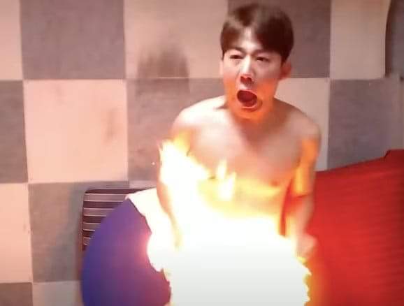 High Quality Angry Korean Gamer burns his crotch Blank Meme Template