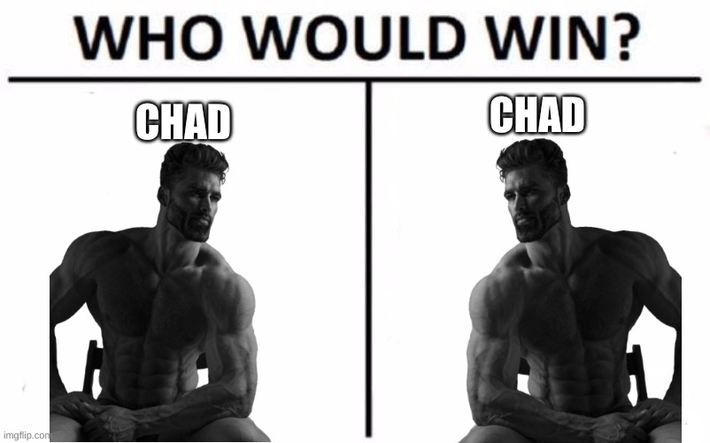 Who would? | CHAD; CHAD | image tagged in memes,who would win | made w/ Imgflip meme maker