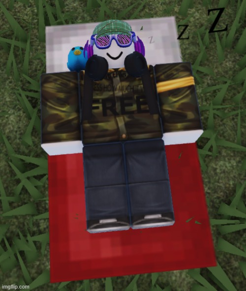 SHH! You'll wake him up! | image tagged in my roblox avatar in bed | made w/ Imgflip meme maker