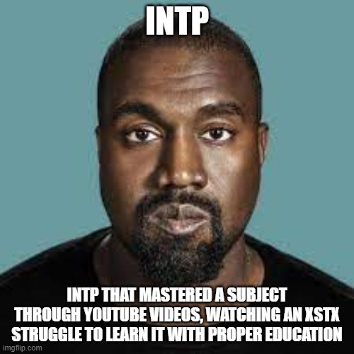 INTP and Education | INTP; INTP THAT MASTERED A SUBJECT THROUGH YOUTUBE VIDEOS, WATCHING AN XSTX STRUGGLE TO LEARN IT WITH PROPER EDUCATION | image tagged in 16 personalities,intp | made w/ Imgflip meme maker