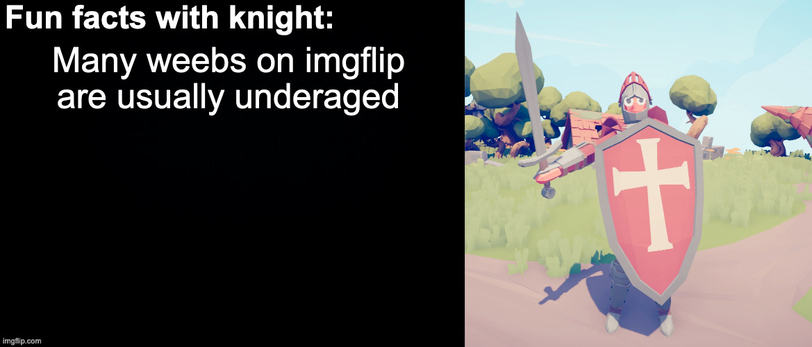 .. | Many weebs on imgflip are usually underaged | image tagged in fun facts with knight | made w/ Imgflip meme maker