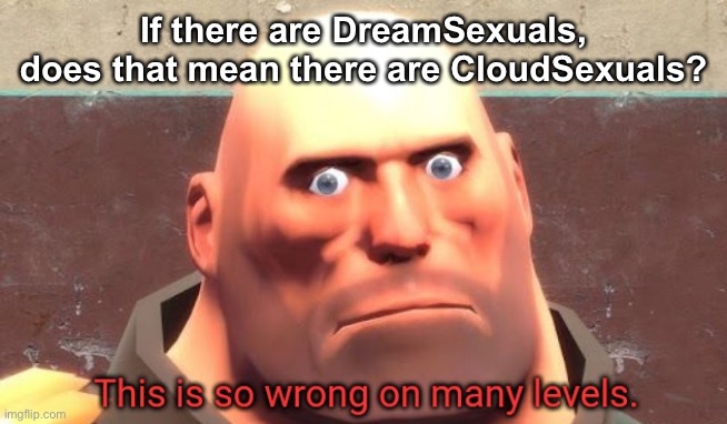 Oh no | If there are DreamSexuals, does that mean there are CloudSexuals? | image tagged in this is so wrong on many levels | made w/ Imgflip meme maker
