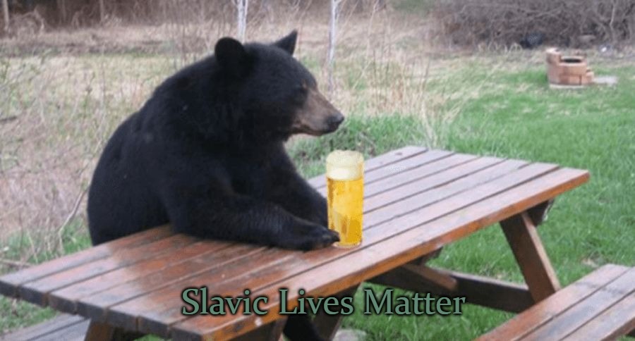 Bad Luck Bear with Beer | Slavic Lives Matter | image tagged in bad luck bear with beer,slavic lives matter | made w/ Imgflip meme maker