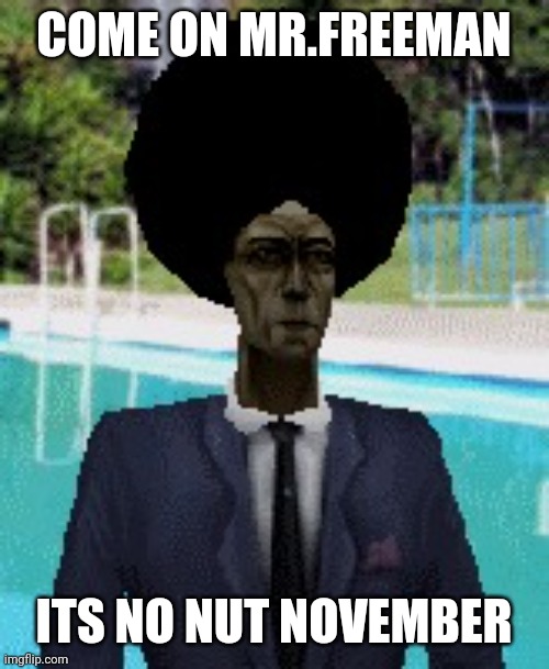 afro gman | COME ON MR.FREEMAN; ITS NO NUT NOVEMBER | image tagged in afro gman | made w/ Imgflip meme maker