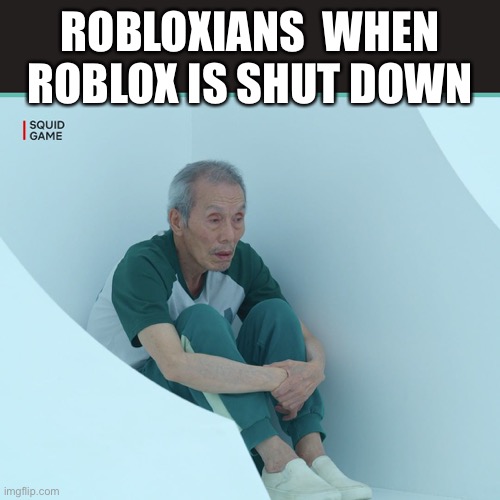 Squid Game Grandpa | ROBLOXIANS  WHEN ROBLOX IS SHUT DOWN | image tagged in squid game grandpa | made w/ Imgflip meme maker