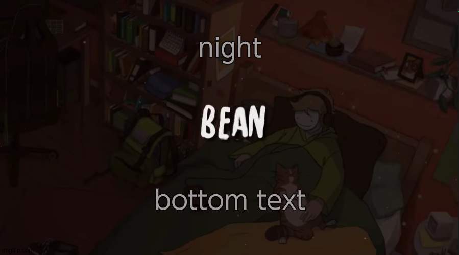 Beans simple temp | night; bottom text | image tagged in beans simple temp | made w/ Imgflip meme maker