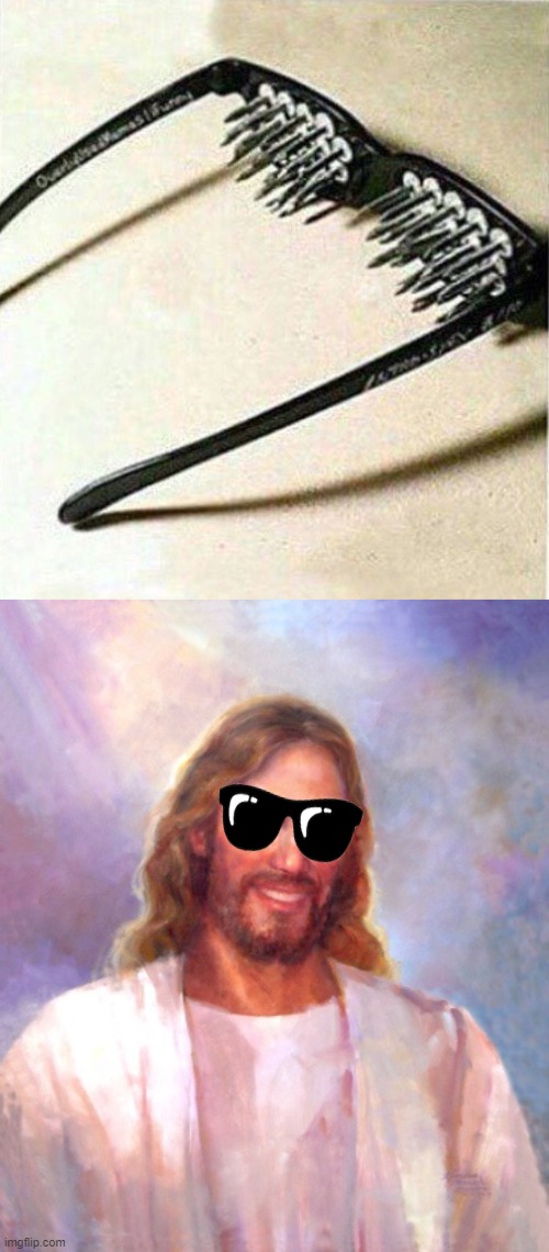 image tagged in unsee glasses,memes,smiling jesus | made w/ Imgflip meme maker