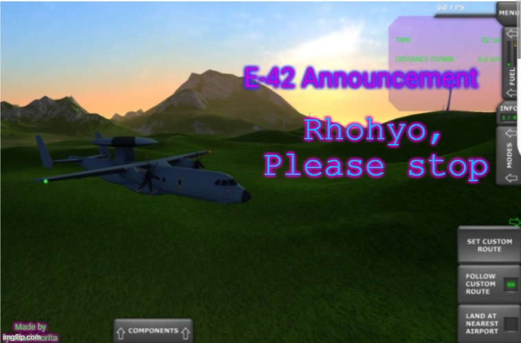 Stop | Rhohyo, Please stop | image tagged in e-42 announcement template | made w/ Imgflip meme maker