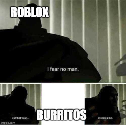 I fear no man | ROBLOX; BURRITOS | image tagged in i fear no man,roblox,burrito,game,lol | made w/ Imgflip meme maker