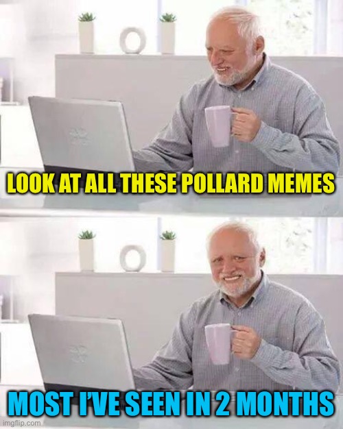 Not complaining, just an observation | LOOK AT ALL THESE POLLARD MEMES; MOST I’VE SEEN IN 2 MONTHS | image tagged in memes,hide the pain harold | made w/ Imgflip meme maker