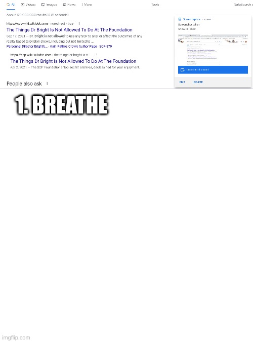  1. BREATHE | image tagged in memes,blank transparent square | made w/ Imgflip meme maker
