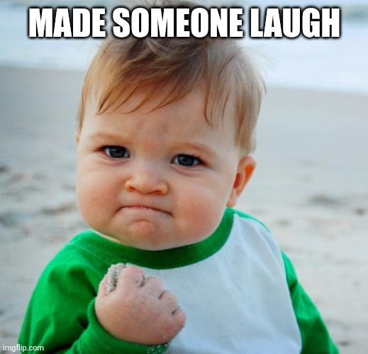 mission accomplished | MADE SOMEONE LAUGH | image tagged in mission accomplished | made w/ Imgflip meme maker