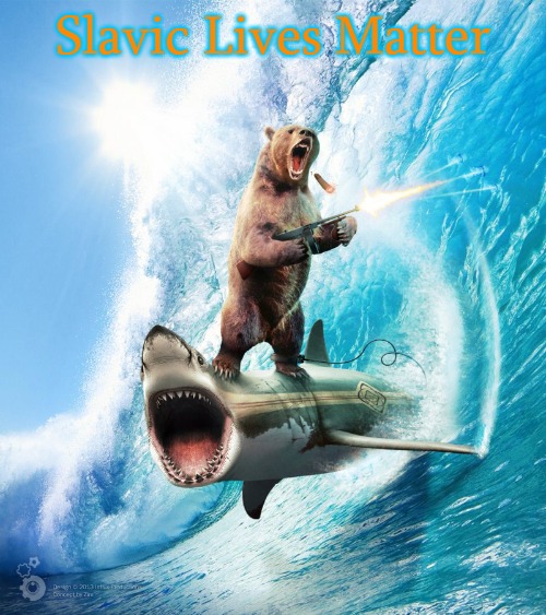 Bear Riding Shark | Slavic Lives Matter | image tagged in bear riding shark,slavic lives matter | made w/ Imgflip meme maker