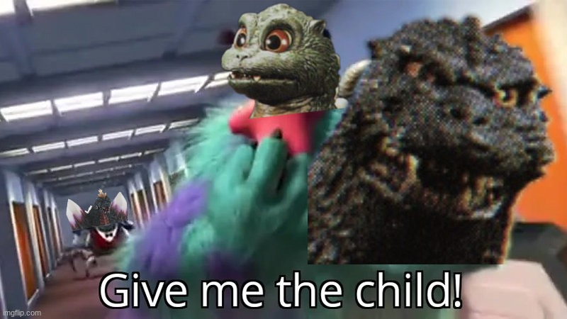 Godzilla Vs. SpaceGodzilla in one image | image tagged in give me the child,memes,dank memes,fun,godzilla,godzilla vs kong | made w/ Imgflip meme maker