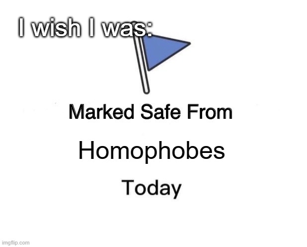 Marked Safe From |  I wish I was:; Homophobes | image tagged in memes,marked safe from | made w/ Imgflip meme maker
