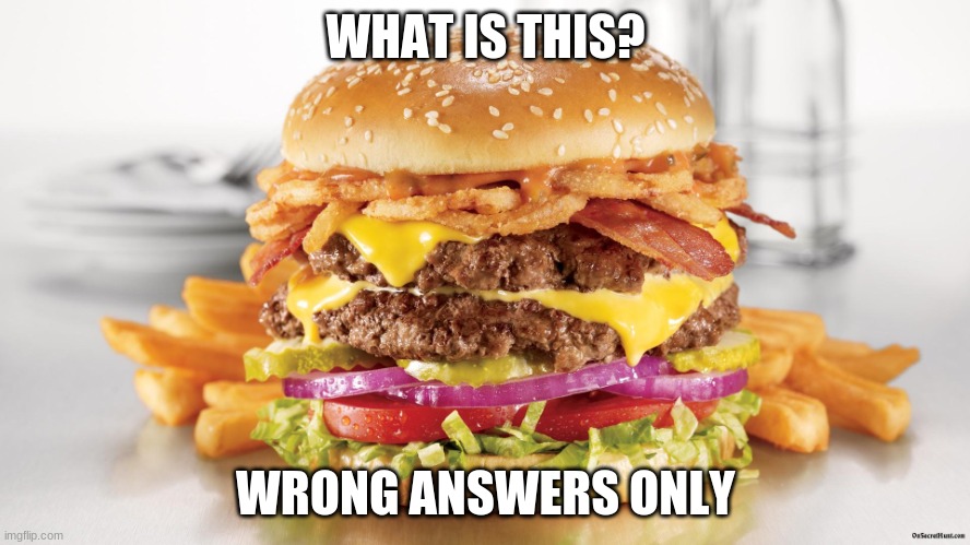 Burger & Fries | WHAT IS THIS? WRONG ANSWERS ONLY | image tagged in burger fries,sans,creeper,memes,lol,bendy and the ink machine | made w/ Imgflip meme maker