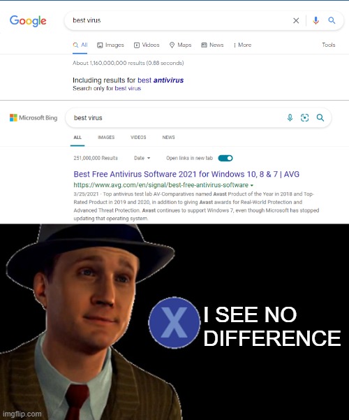 I SEE NO DIFFERENCE | image tagged in l a noire press x to doubt | made w/ Imgflip meme maker