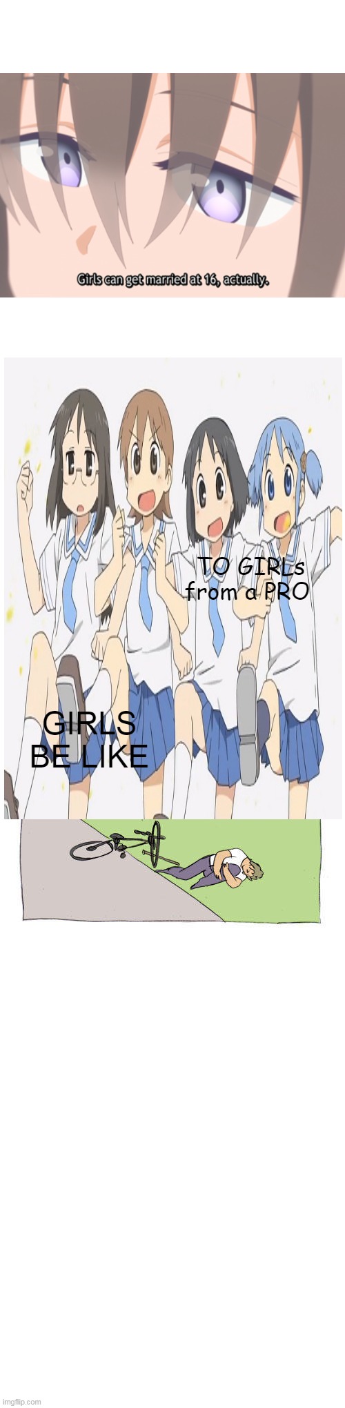 omedeto omedeto!! | TO GIRLs from a PRO; GIRLS BE LIKE | image tagged in memes | made w/ Imgflip meme maker