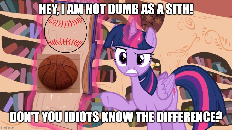 HEY, I AM NOT DUMB AS A SITH! DON'T YOU IDIOTS KNOW THE DIFFERENCE? | image tagged in i am not that tall,twilight sparkle,my little pony friendship is magic,memes,you had one job,they're the same picture | made w/ Imgflip meme maker