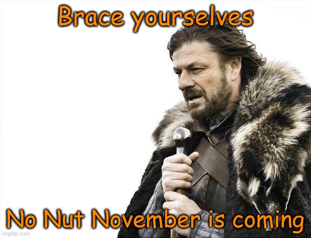 I won't survive | Brace yourselves; No Nut November is coming | image tagged in memes,brace yourselves x is coming | made w/ Imgflip meme maker