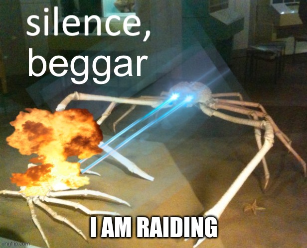 silence | I AM RAIDING | image tagged in silence | made w/ Imgflip meme maker