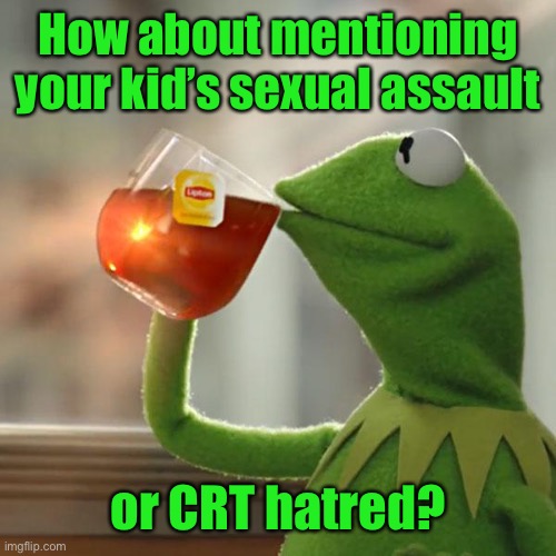 But That's None Of My Business Meme | How about mentioning your kid’s sexual assault or CRT hatred? | image tagged in memes,but that's none of my business,kermit the frog | made w/ Imgflip meme maker