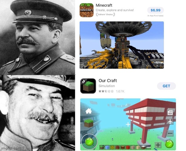 OURcraft | image tagged in communism,minecraft,joseph stalin | made w/ Imgflip meme maker