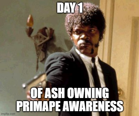 We see him with Ash's other Pokemon in Best Wishes | DAY 1; OF ASH OWNING PRIMAPE AWARENESS | image tagged in memes,say that again i dare you | made w/ Imgflip meme maker
