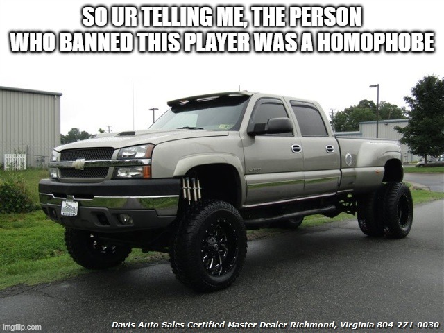 SO UR TELLING ME, THE PERSON WHO BANNED THIS PLAYER WAS A HOMOPHOBE | made w/ Imgflip meme maker