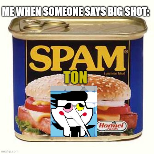 SPAMton | ME WHEN SOMEONE SAYS BIG SHOT:; TON | image tagged in spam,deltarune,kris,jevil,gaster | made w/ Imgflip meme maker