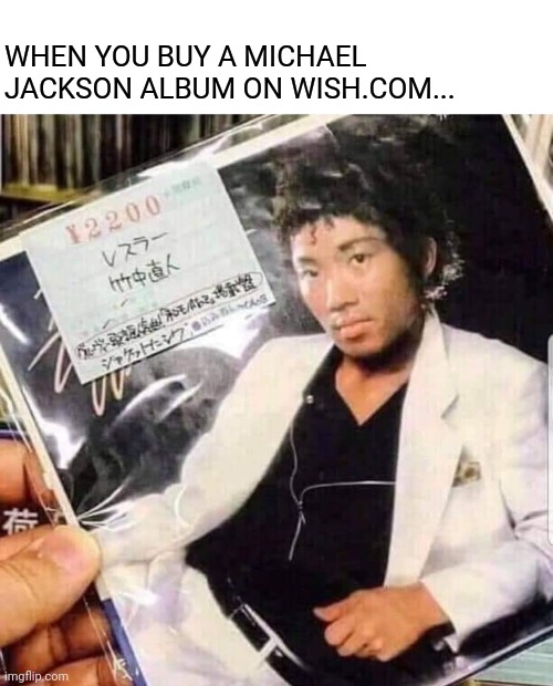 Hee hee | WHEN YOU BUY A MICHAEL JACKSON ALBUM ON WISH.COM... | image tagged in michael jackson,wish,online shopping,made in china,thriller | made w/ Imgflip meme maker