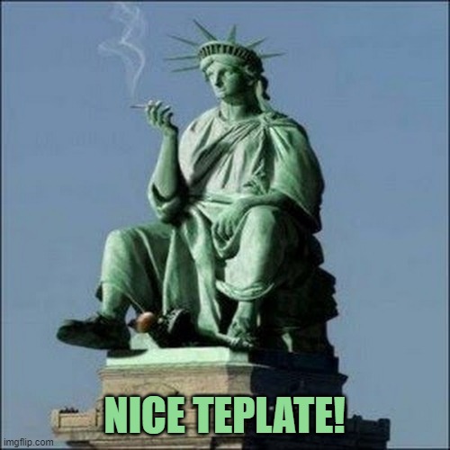 Statue of Liberty | NICE TEPLATE! | image tagged in statue of liberty | made w/ Imgflip meme maker