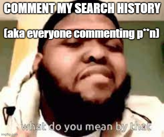 What do you mean by that | COMMENT MY SEARCH HISTORY; (aka everyone commenting p**n) | image tagged in what do you mean by that | made w/ Imgflip meme maker