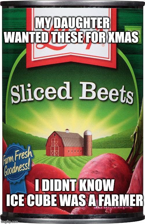 MY DAUGHTER WANTED THESE FOR XMAS; I DIDNT KNOW ICE CUBE WAS A FARMER | image tagged in funny memes | made w/ Imgflip meme maker
