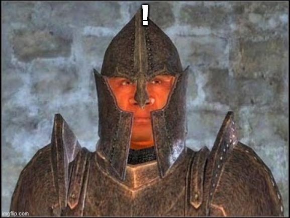 Oblivion Guard | ! | image tagged in oblivion guard | made w/ Imgflip meme maker