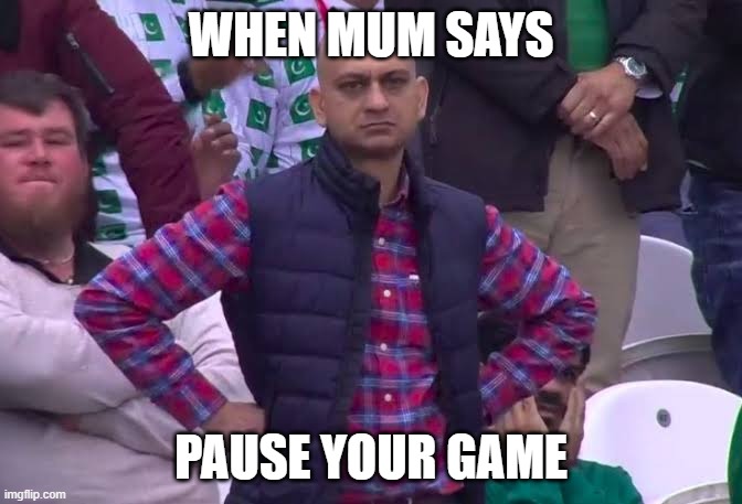 Disappointed Man | WHEN MUM SAYS; PAUSE YOUR GAME | image tagged in disappointed man | made w/ Imgflip meme maker