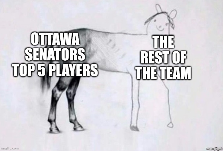 Horse Drawing | OTTAWA SENATORS TOP 5 PLAYERS; THE REST OF THE TEAM | image tagged in horse drawing | made w/ Imgflip meme maker