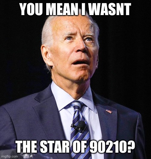 Let’s Go Brandon! | YOU MEAN I WASNT; THE STAR OF 90210? | image tagged in joe biden,memes,alzheimer's,funny | made w/ Imgflip meme maker