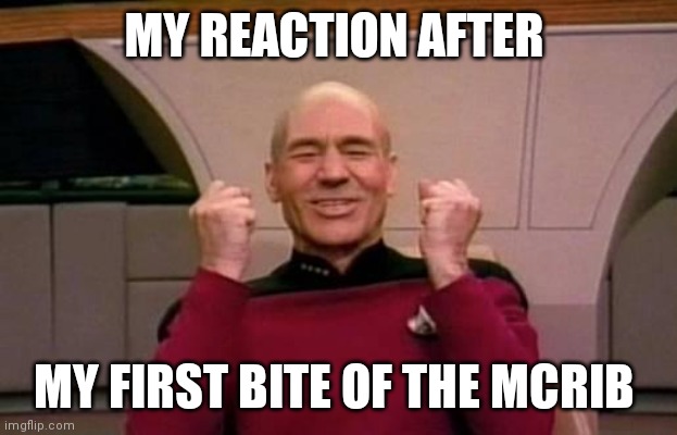 star trek | MY REACTION AFTER; MY FIRST BITE OF THE MCRIB | image tagged in star trek | made w/ Imgflip meme maker