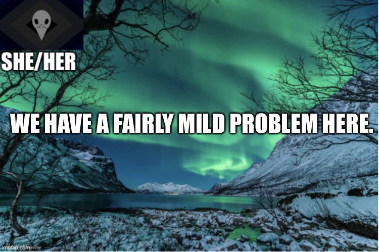 Yikes! | WE HAVE A FAIRLY MILD PROBLEM HERE. | image tagged in northern lights termcollector template | made w/ Imgflip meme maker