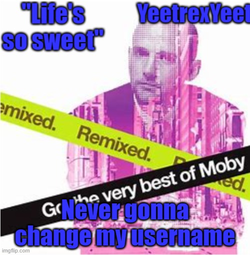 Moby 3.0 | Never gonna change my username | image tagged in moby 3 0 | made w/ Imgflip meme maker
