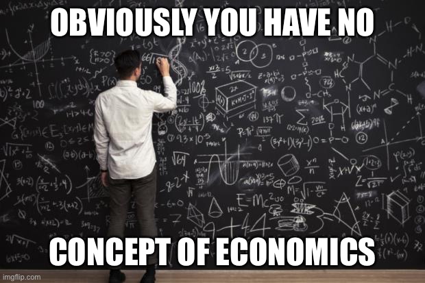 Math | OBVIOUSLY YOU HAVE NO CONCEPT OF ECONOMICS | image tagged in math | made w/ Imgflip meme maker