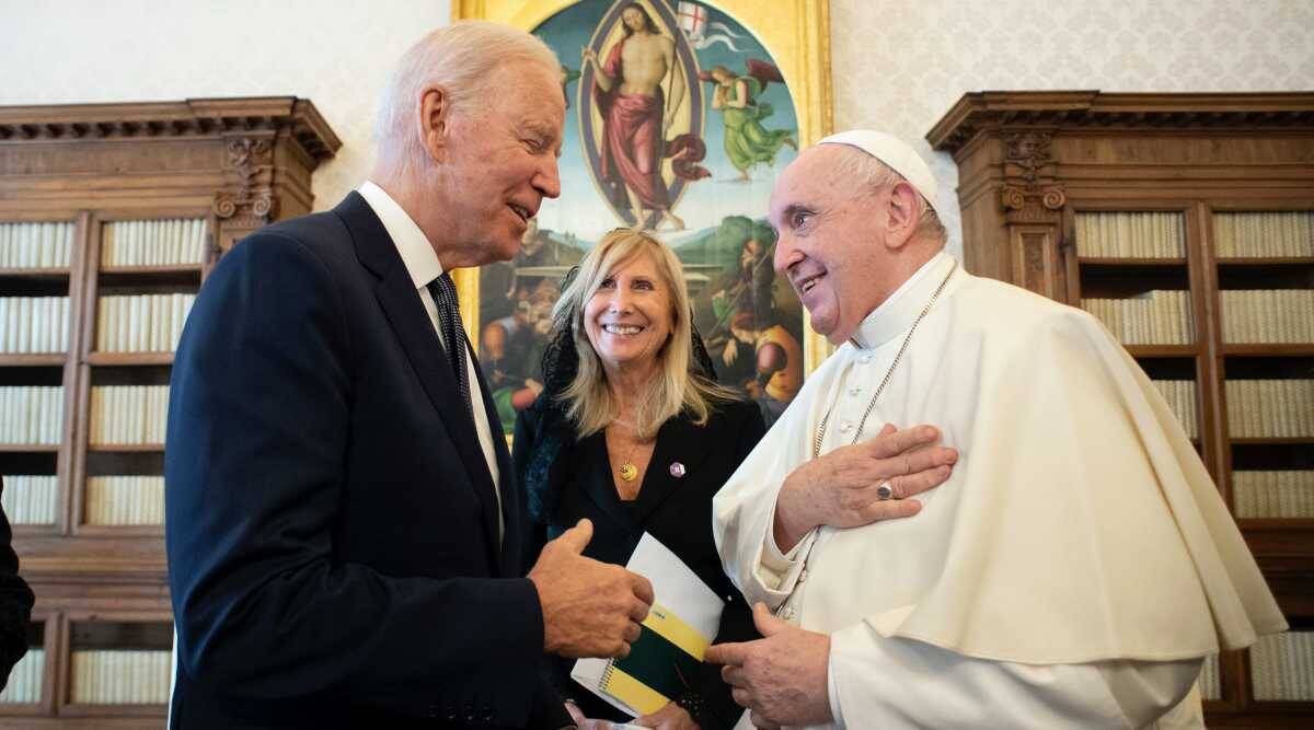 High Quality biden with pope 1 Blank Meme Template