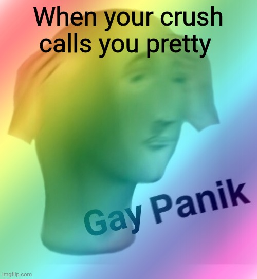 Gay Panik | When your crush calls you pretty | image tagged in gay panik | made w/ Imgflip meme maker