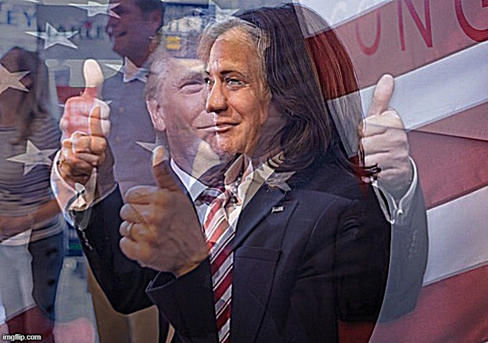 [cursed bipartisanship] | image tagged in kamala harris trump thumbs up | made w/ Imgflip meme maker