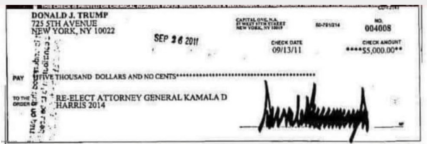 Donald Trump check to Kamala Harris Blank Meme Template